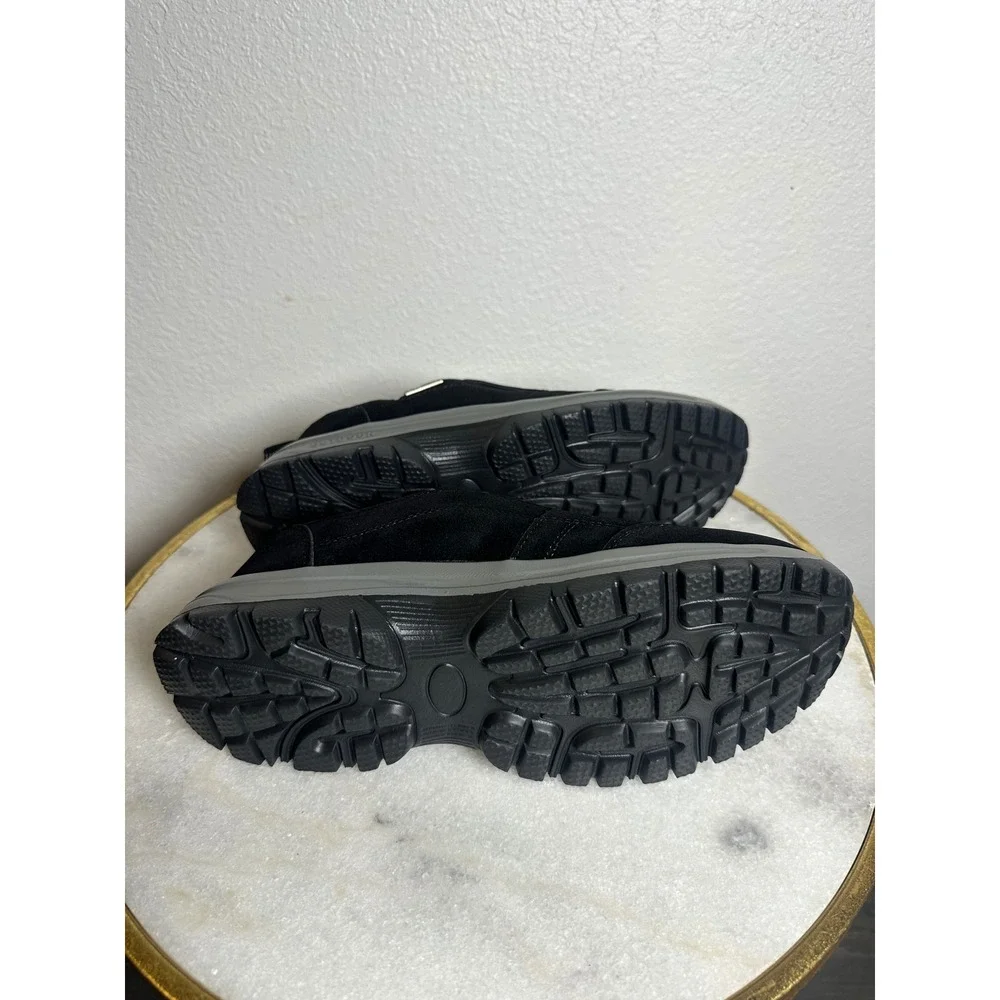 Outdoor Mens Black Suede Slip On Hiking Shoes Rugged Walking Sneakers Black Grey
